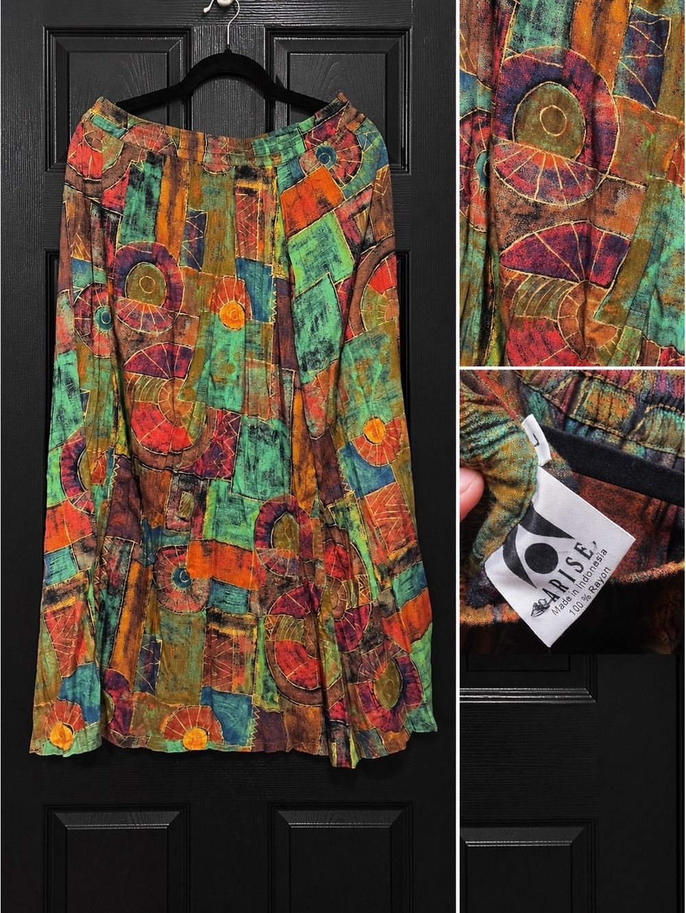 Colorful patchwork midi skirt